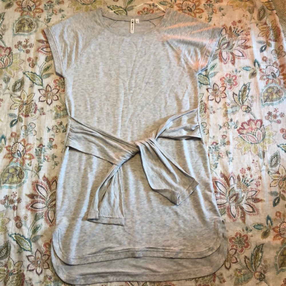 Tan dress with waist tie